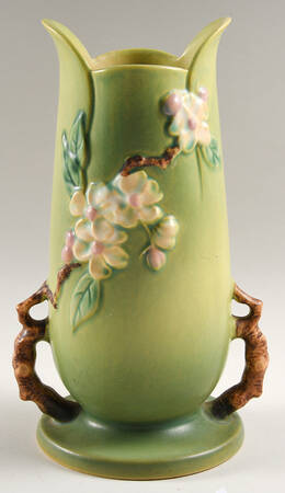 Apple Blossom Green 10" Footed Vase