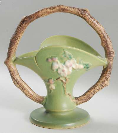 Apple Blossom Green 8" Handled Basket