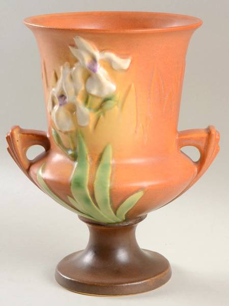 Iris Brown 8" Footed Vase