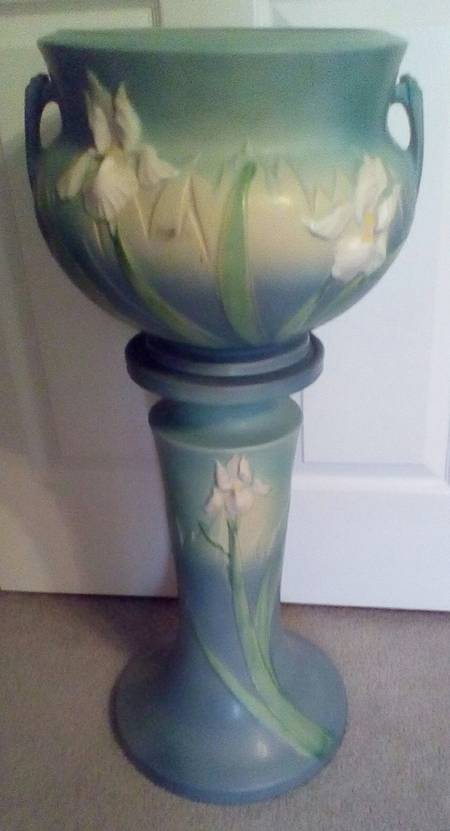Iris Blue 10" Jardiniere & Stand