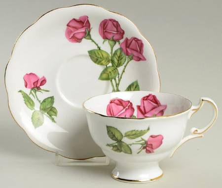 Three Red Roses Footed Cup & Saucer Set