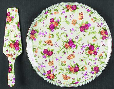 Seasons of Colour (Spring Chintz) Cake Plate and Server (Boxed Set)