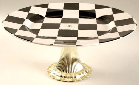 Chequers Cake Stand with 4"-5" Metal Pedestal  Hc