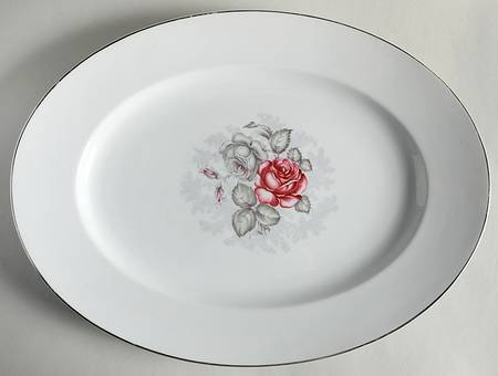 Gray Dawn Platinum (No Gray Band) 14" Oval Serving Platter