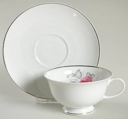Gray Dawn Platinum (No Gray Band) Footed Cup & Saucer Set
