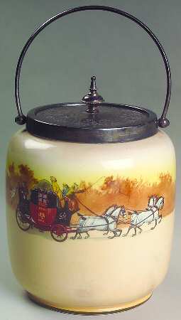 Coaching Days (Smooth, Earthenware) Biscuit Barrel & Metal Lid