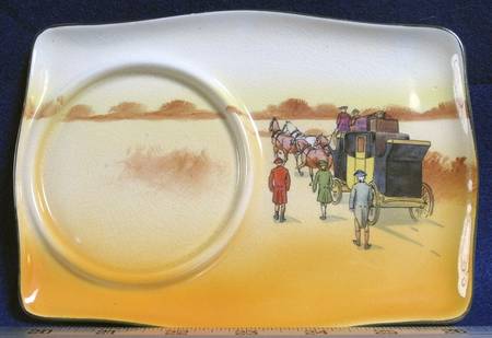 Coaching Days (Smooth, Earthenware) Plate for Dessert & Cup Set