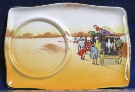 Coaching Days (Smooth, Earthenware) Plate for Dessert & Cup Set
