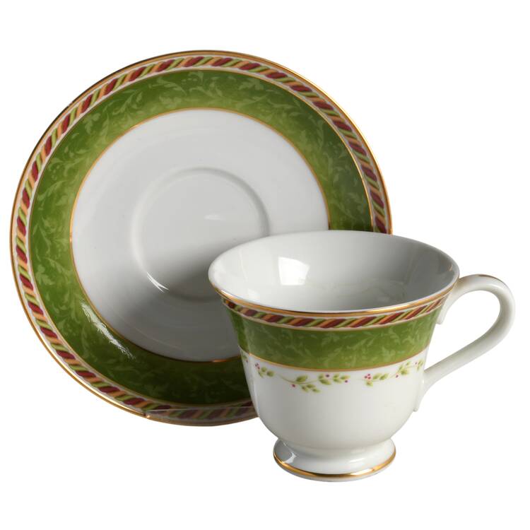 Seasons of Colour Green Footed Cup & Saucer Set