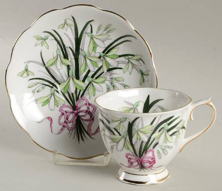 Flower of The Month (Countess Shape) Footed Cup & Saucer Set