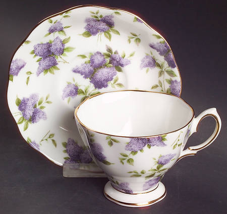 Lilac Lane (Gold Trim) Footed Cup & Saucer Set