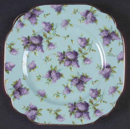 Lilac Lane (Gold Trim) Square Accent Salad Plate