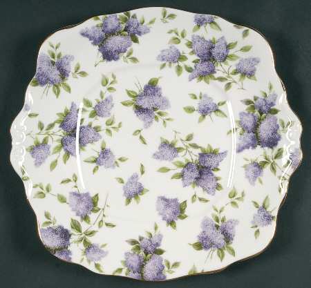 Lilac Lane (Gold Trim) Square Handled Cake Plate