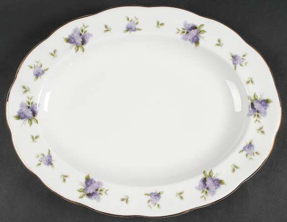Lilac Lane (Gold Trim) 13" Oval Serving Platter