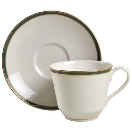 Oxford Green (Indonesia) Flat Cup & Saucer Set - Set of 4