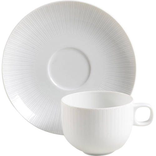 Moon White On White Flat Cup & Saucer Set