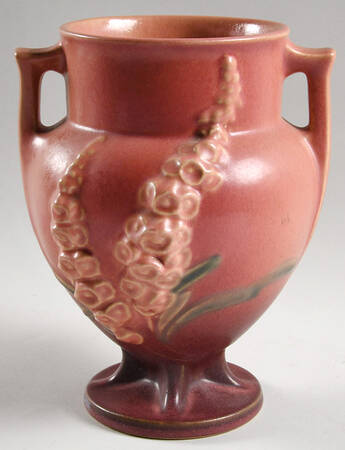 Foxglove Red (Rose Pink) 8" Handled Vase