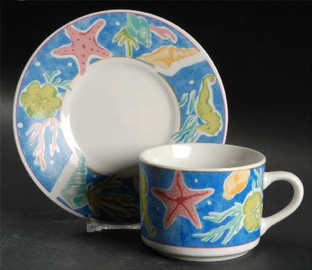 Blue Lagoon Flat Cup & Saucer Set