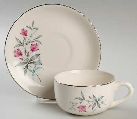 Fern Valley (Platinum) Flat Cup & Saucer Set