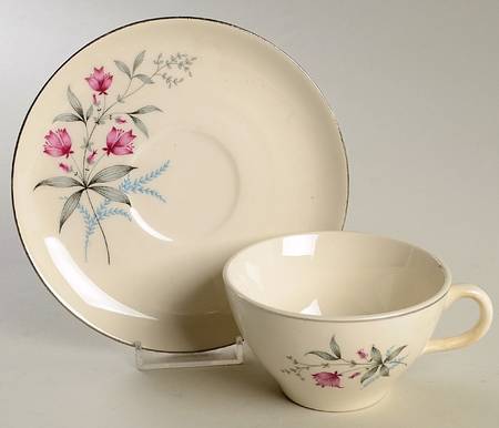 Fern Valley (Platinum) Footed Cup & Saucer Set