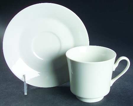 Elite White (Rim Shape) Footed Cup & Saucer Set
