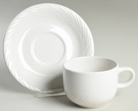 Serenity (Embossed Lines) Flat Cup & Saucer Set