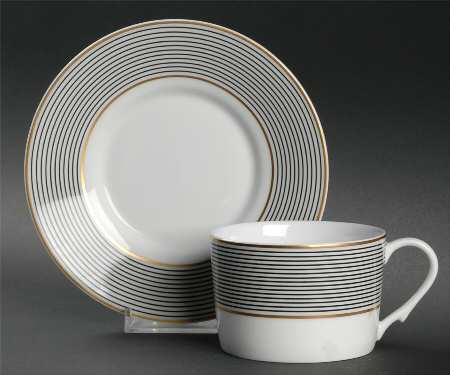 Crinoline Black Flat Cup & Saucer Set
