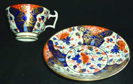 Old Crown Derby Rose Footed Cup & Saucer Set