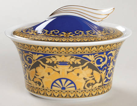 Medusa Blue Sugar Bowl & Lid