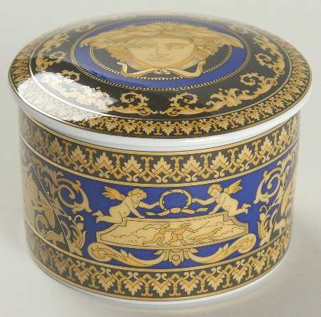 Medusa Blue Round Box & Lid