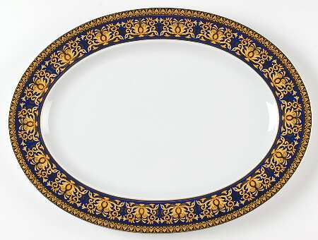 Medusa Blue 15" Oval Serving Platter