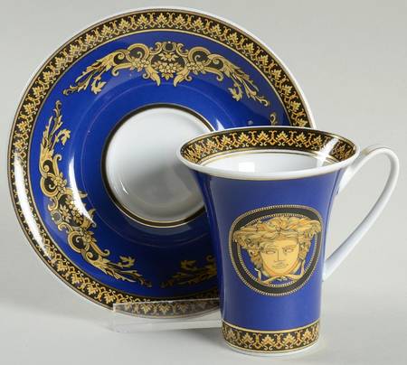 Medusa Blue Flat Demitasse Cup & Saucer Set