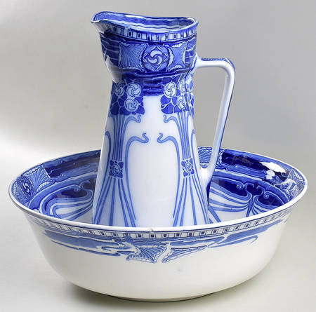Aubrey Flow Blue Large Pitcher & Bowl Set