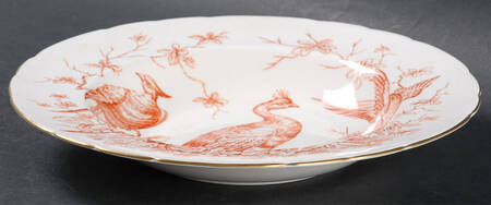 Chelsea Bird Rust Orange Rim Soup Bowl