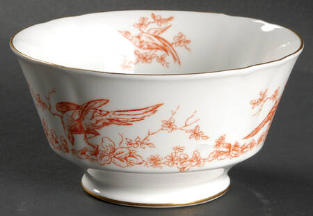 Chelsea Bird Rust Orange Large Footed Rice Bowl