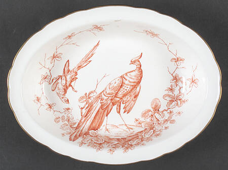 Chelsea Bird Rust Orange 9" Oval Vegetable Bowl
