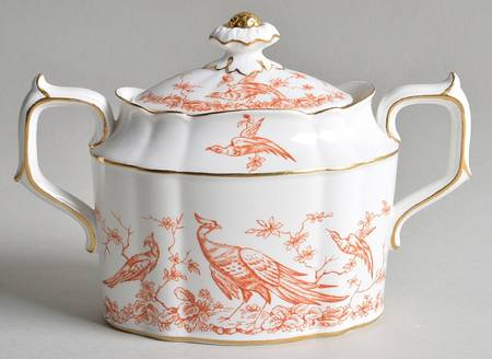 Chelsea Bird Rust Orange Sugar Bowl & Lid
