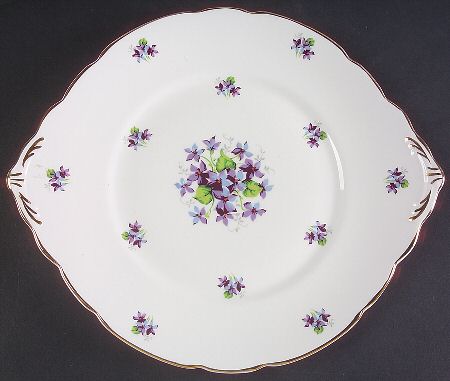 Sweet Violets (Not Embossed Gold) Handled Cake Plate