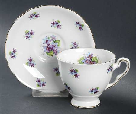 Sweet Violets (Not Embossed Gold) Footed Cup & Saucer Set