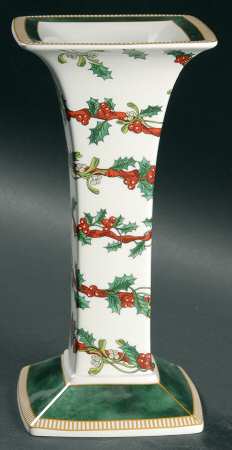 Holly Ribbons Festive Tall Candlestick