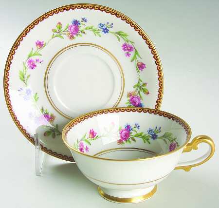 Country Flowers Footed Cup & Saucer Set