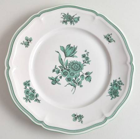 Green Bloom (Green Trim) Large Dinner Plate