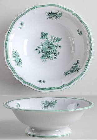 Green Bloom (Green Trim) 8" Round Vegetable Bowl