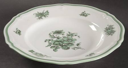 Green Bloom (Green Trim) Large Rim Soup Bowl