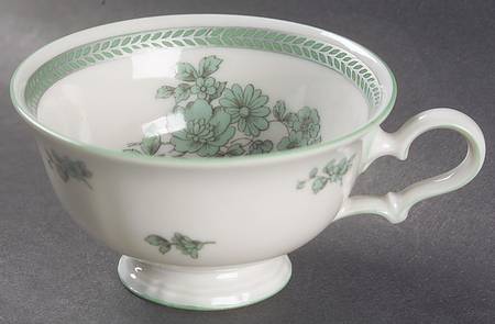 Green Bloom (Green Trim) Footed Demitasse Cup