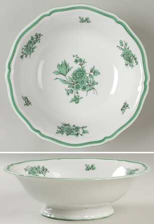 Green Bloom (Green Trim) 10" Round Vegetable Bowl