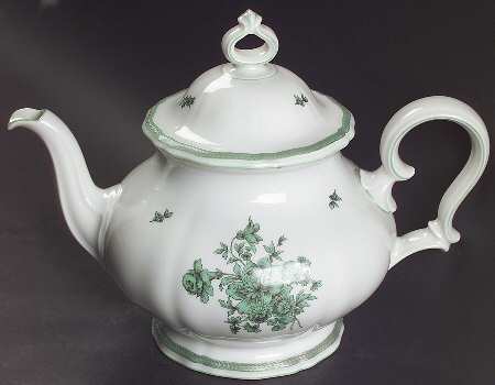 Green Bloom (Green Trim) Teapot & Lid