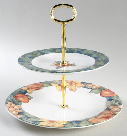 Georgia (Indonesia) 6 5/8"-10"  2 Tiered Serving Tray (Dp, Sp) HC