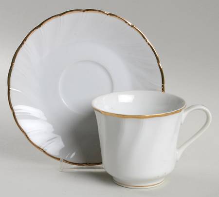 Fluted Gold Flat Cup & Saucer Set