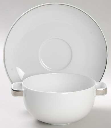 Suomi Platinum Flat Cream Soup Bowl & Saucer Set